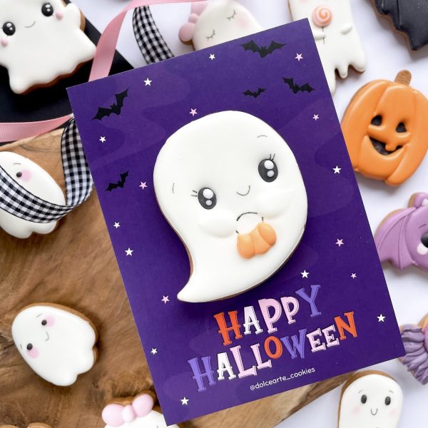 Duszek z dyniowym koszykiem - ozdobna kartka