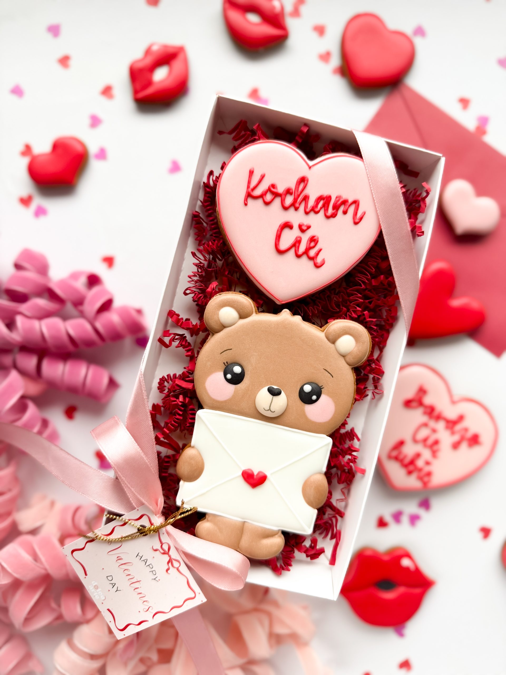 Miś z walentynką i sercem "Kocham Cię" - zestaw