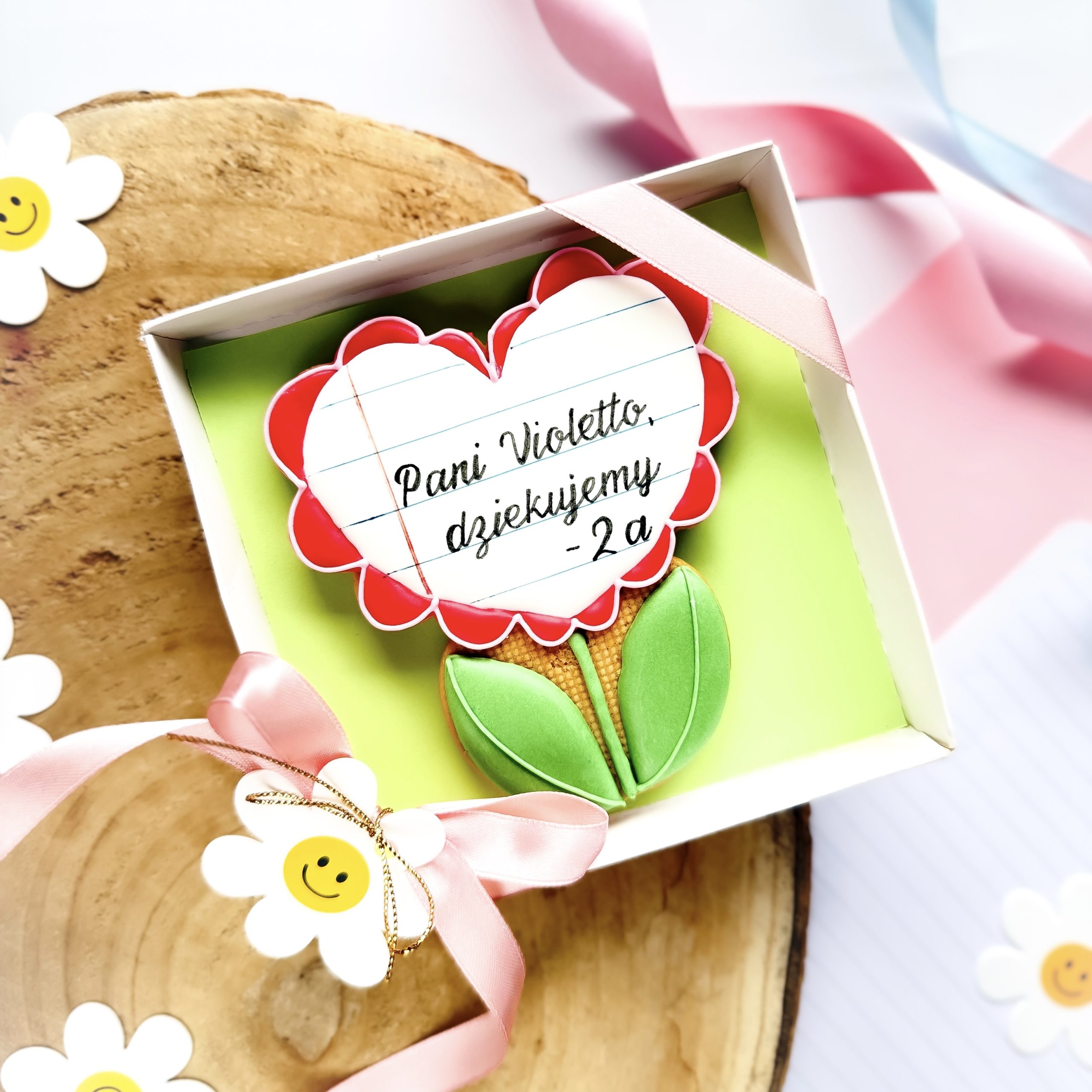 Kwiatek - serce XL - dowolny napis