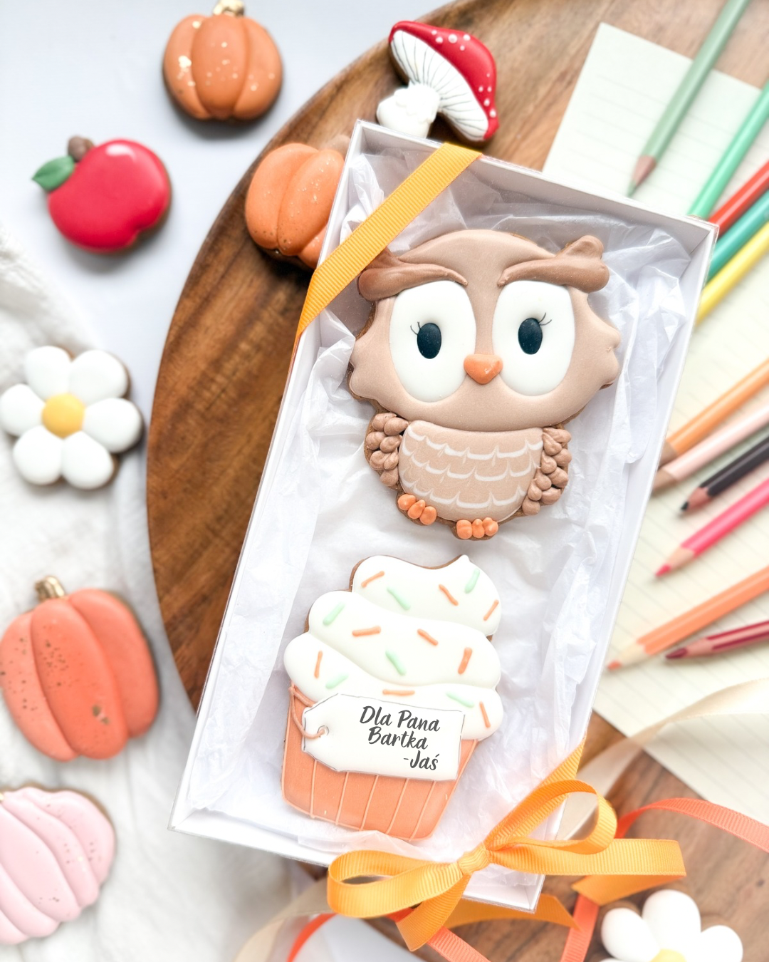 Sowa brązowa z babeczką - zestaw