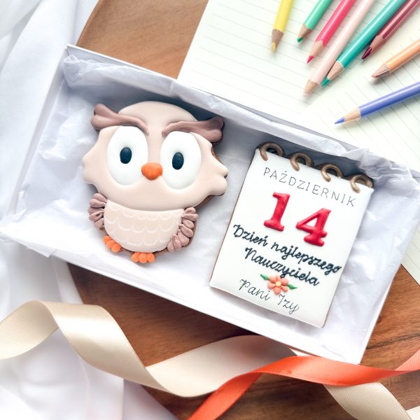 Sowa brązowa z kartką z kalendarza - zestaw