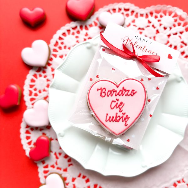 Serce z napisem "Bardzo Cię lubię"
