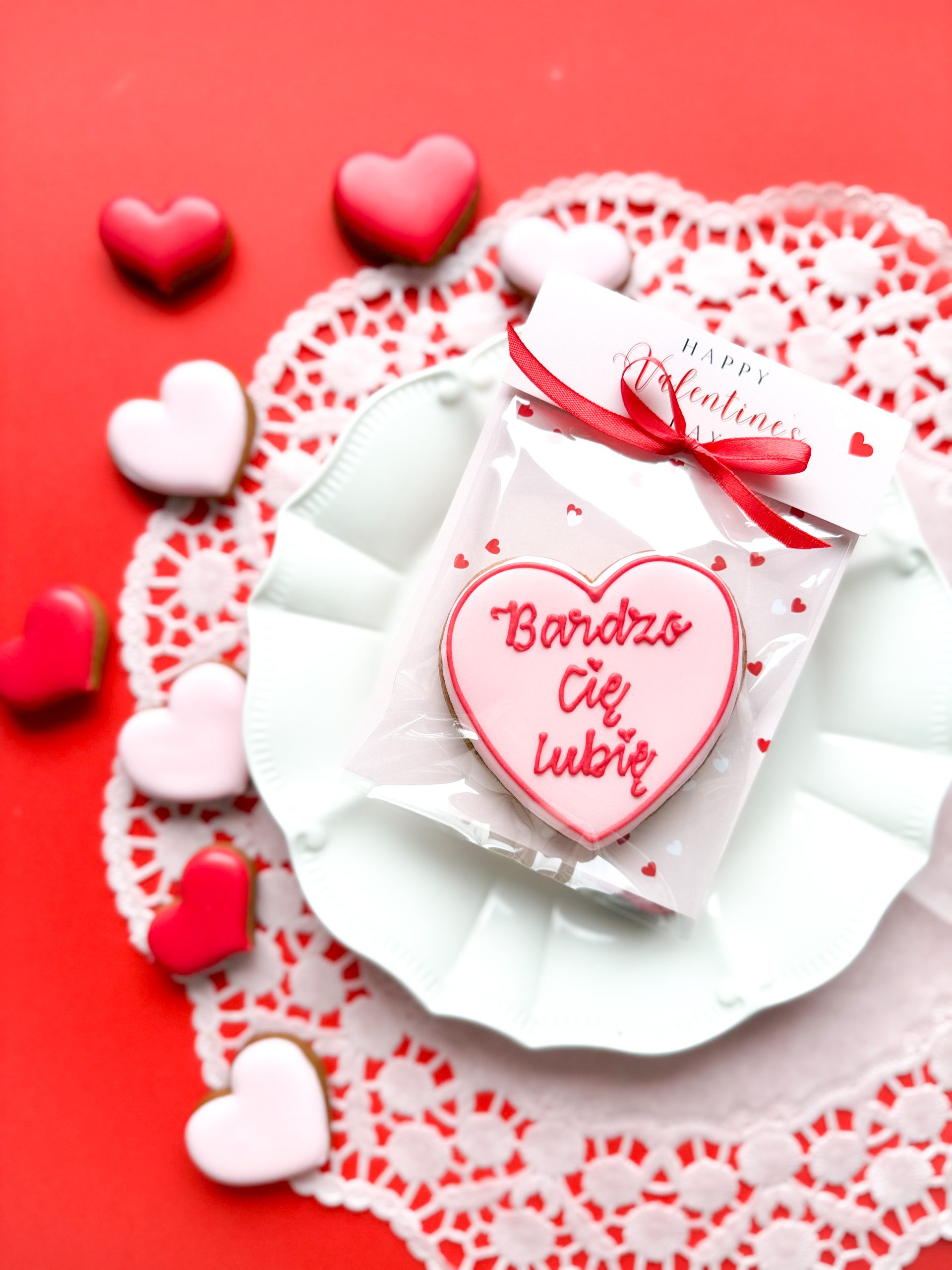 Serce z napisem "Bardzo Cię lubię"