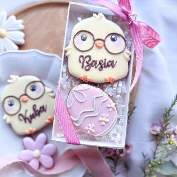 Kurczak z imieniem i kolorową pisanką - zestaw (wybór kolorów)