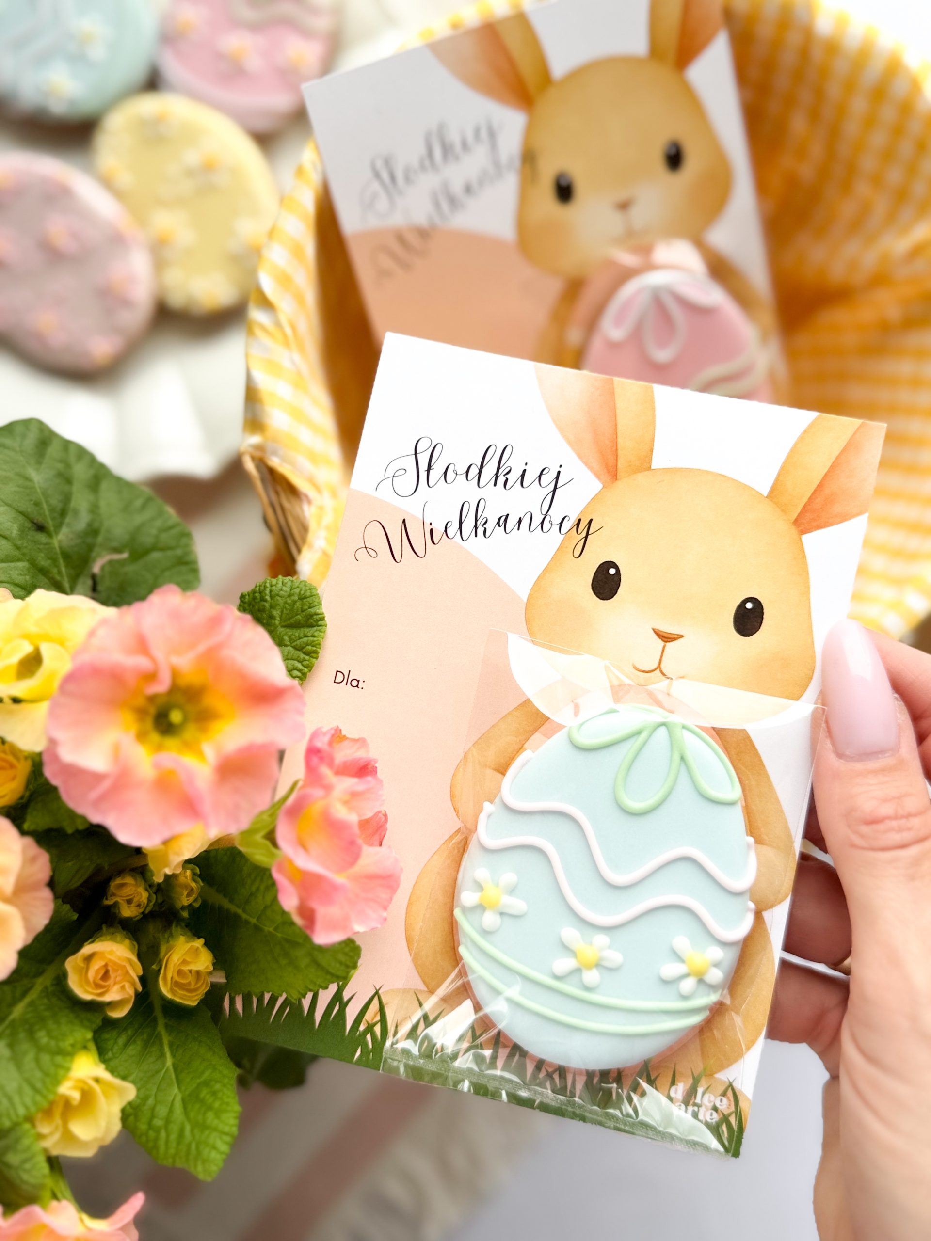 Pisanka kolorowa - kartka z zajączkiem