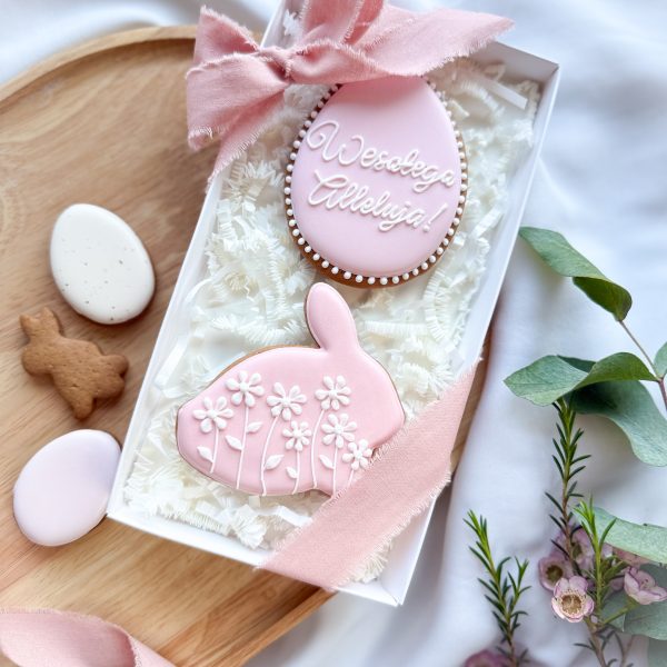 Pastelowy zajączek i pisanka - zestaw różowy