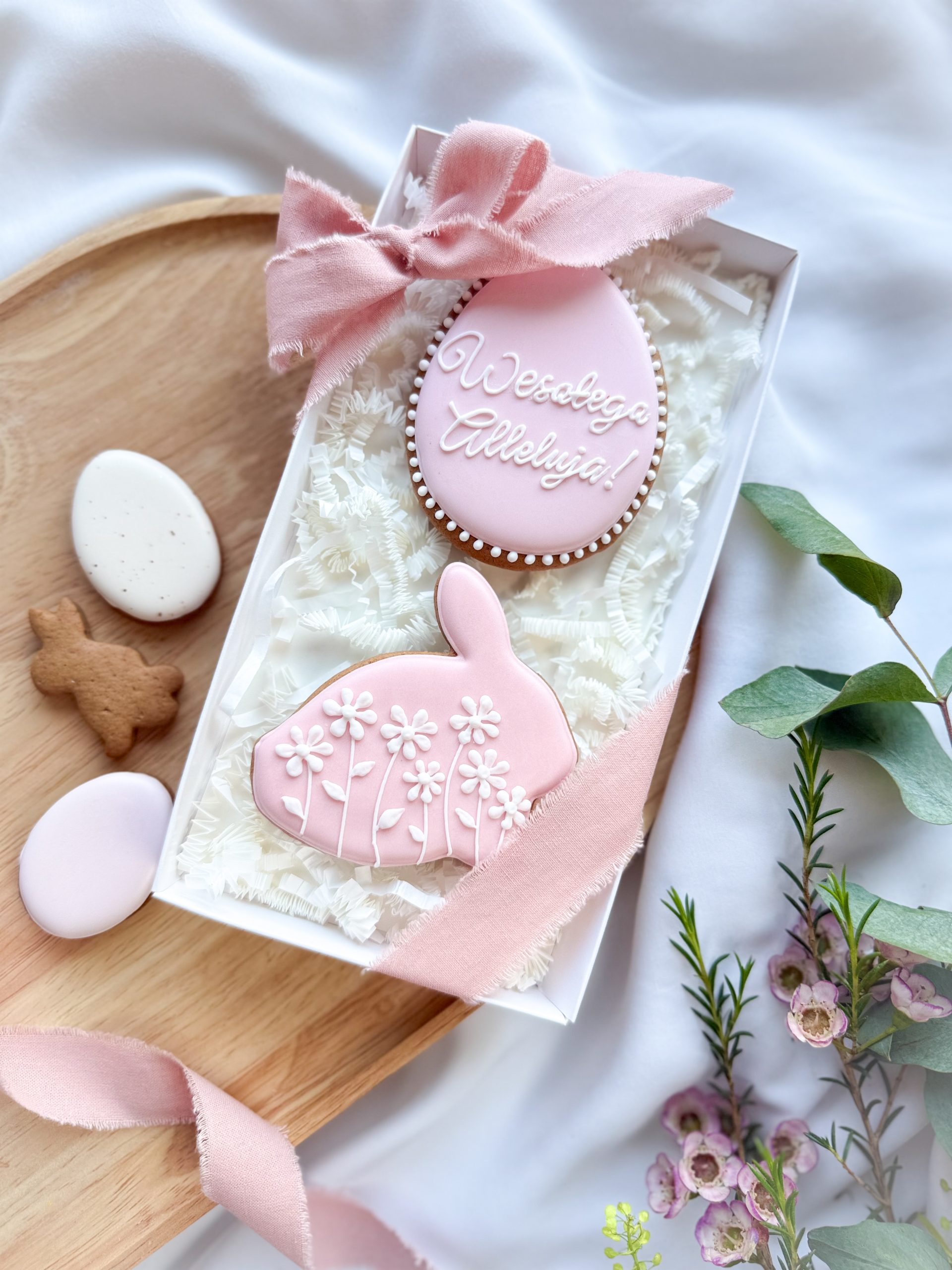 Pastelowy zajączek i pisanka - zestaw różowy